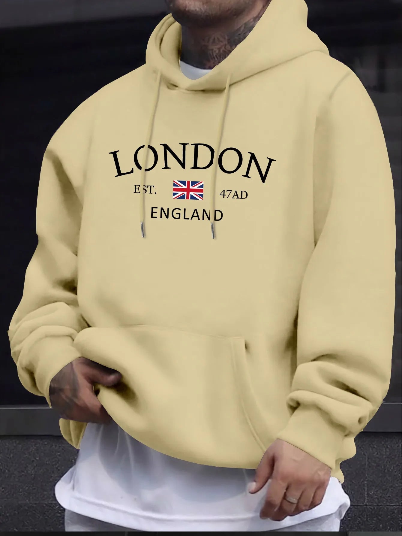 London England Flag Print Hoodie - Men’s Stylish Long Sleeve Regular Fit Sweatshirt