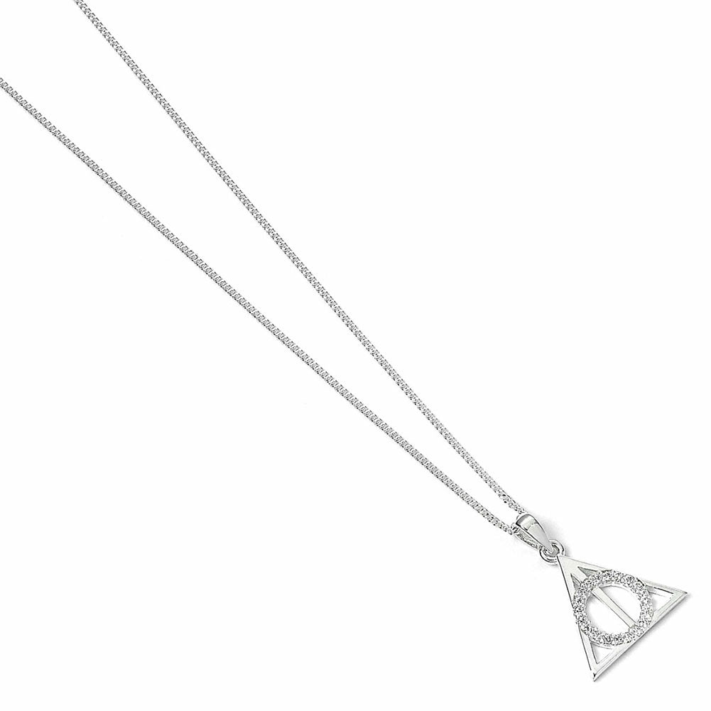 Harry Potter Sterling Silver Deathly Hallows Crystal Necklace