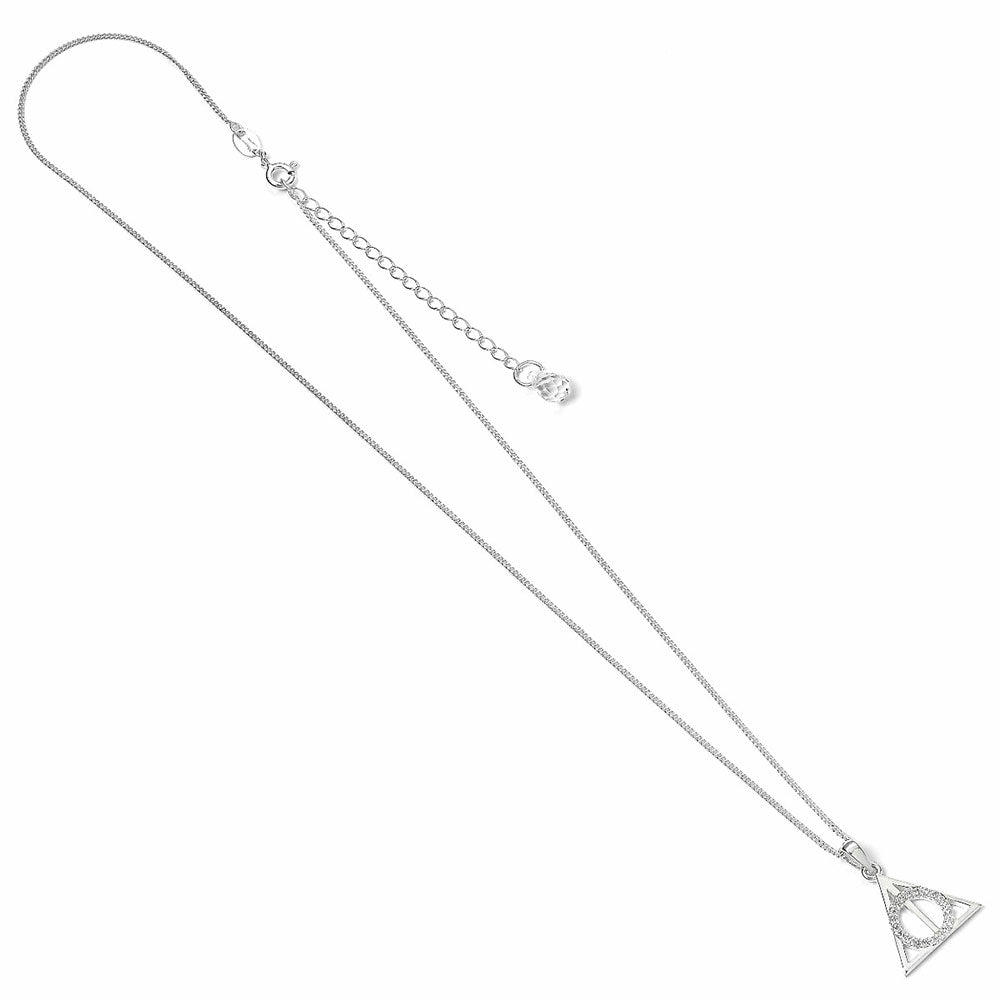 Harry Potter Sterling Silver Deathly Hallows Crystal Necklace