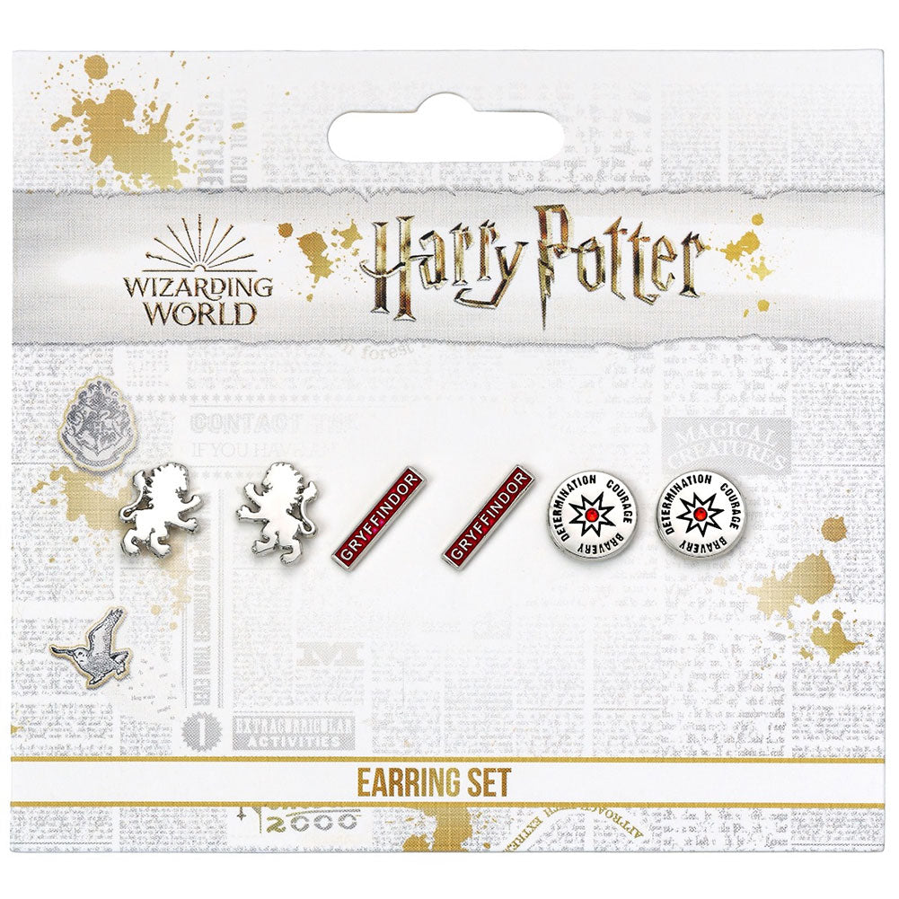 Harry Potter Silver Plated Gryffindor Stud Earring Set