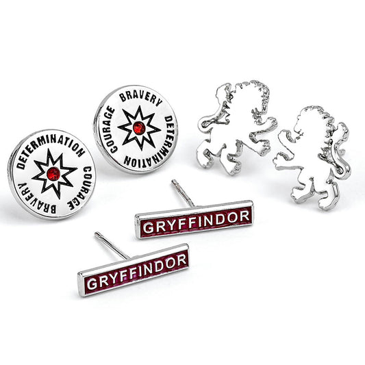 Harry Potter Silver Plated Gryffindor Stud Earring Set