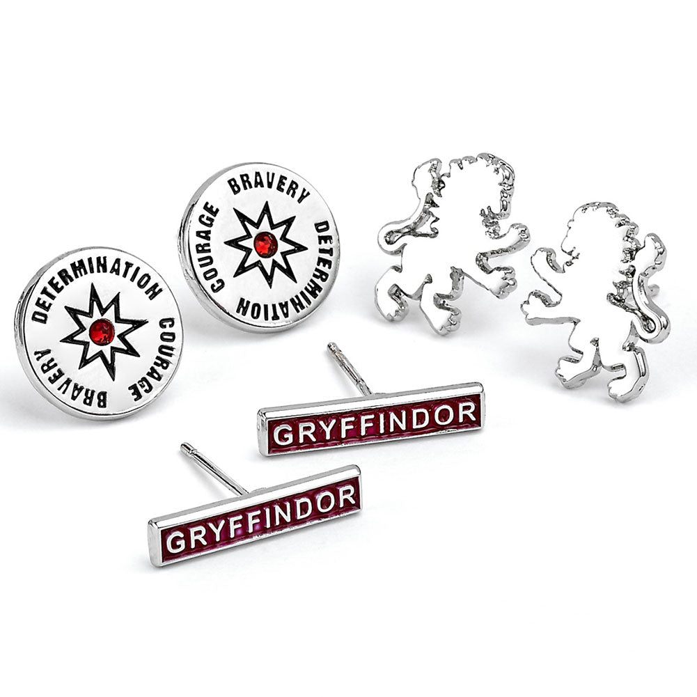 Harry Potter Silver Plated Gryffindor Stud Earring Set
