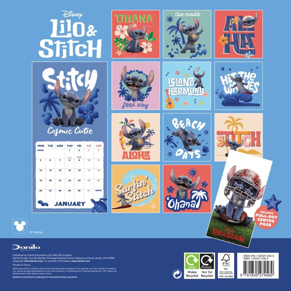 Lilo & Stitch Live Action Square Calendar 2026