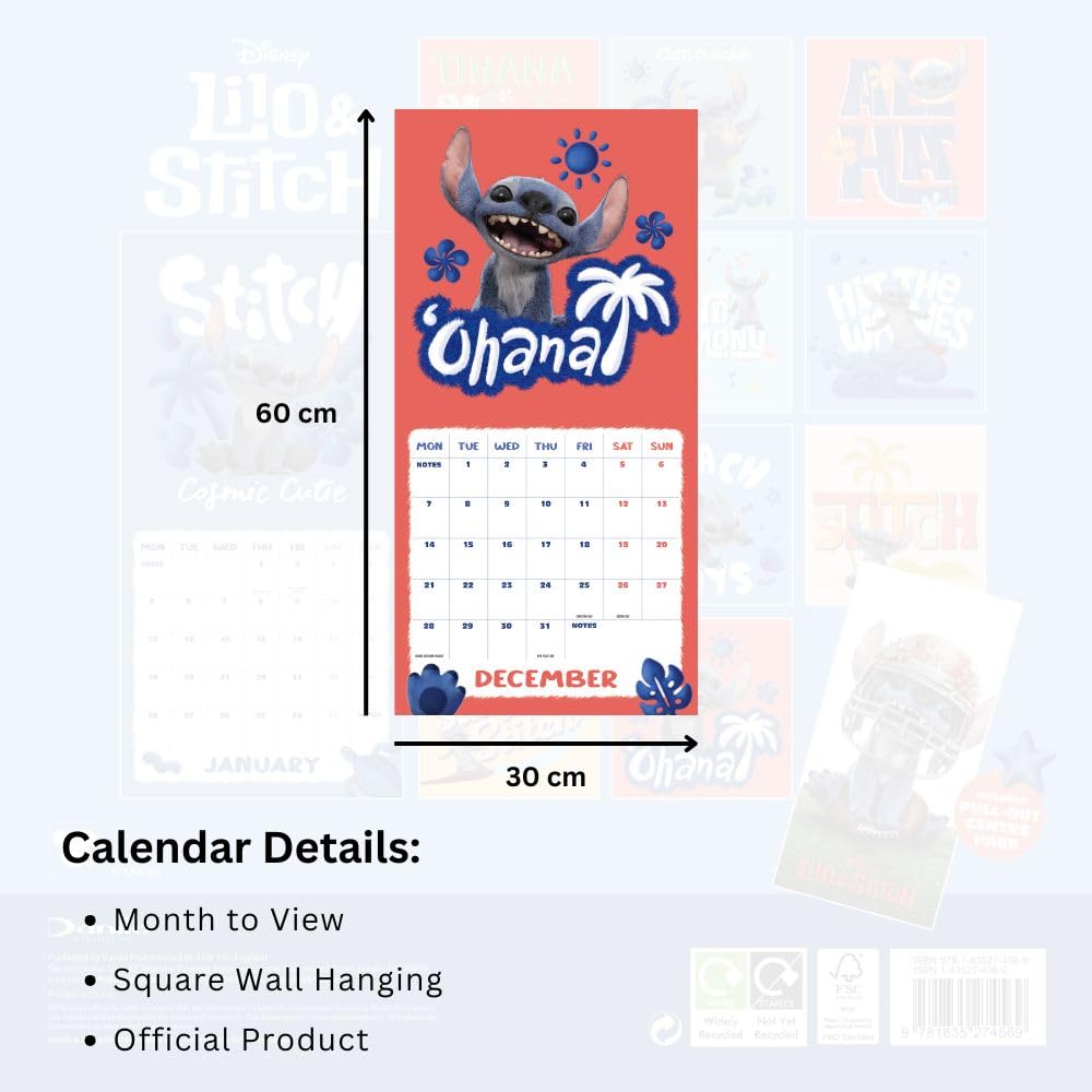 Lilo & Stitch Live Action Square Calendar 2026