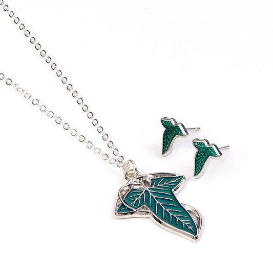 The Lord Of The Rings Leaf Of Lorien Necklace & Earrings Gift Box