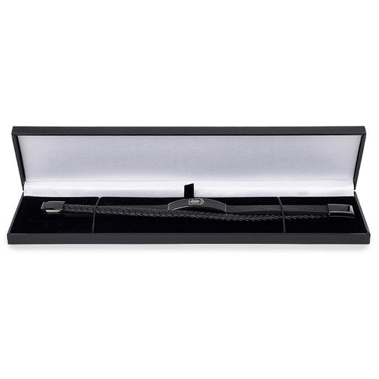 Aston Villa FC Black IP Leather Bracelet