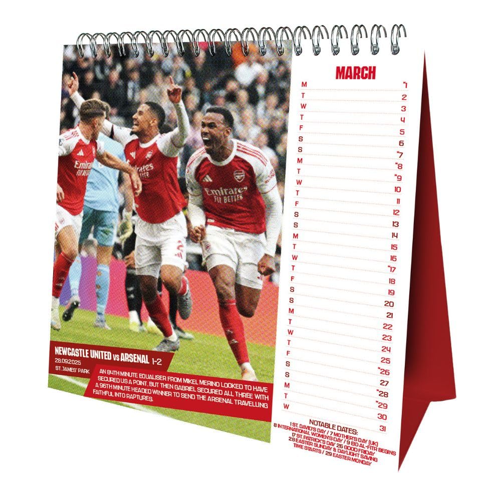 Arsenal FC Desktop Calendar 2027