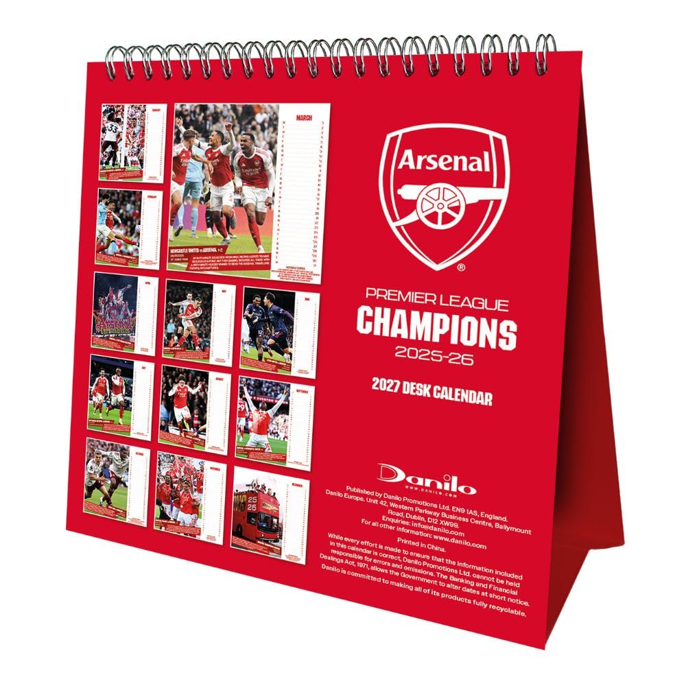 Arsenal FC Desktop Calendar 2027