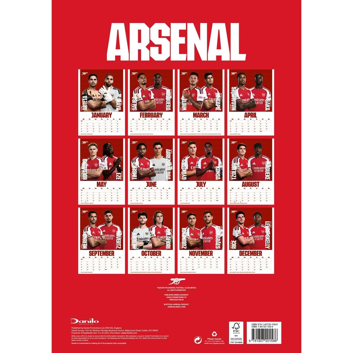 Arsenal FC A3 Calendar 2027
