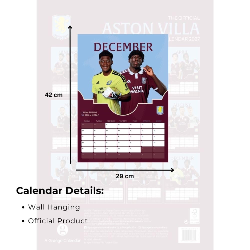 Aston Villa FC A3 Calendar 2027