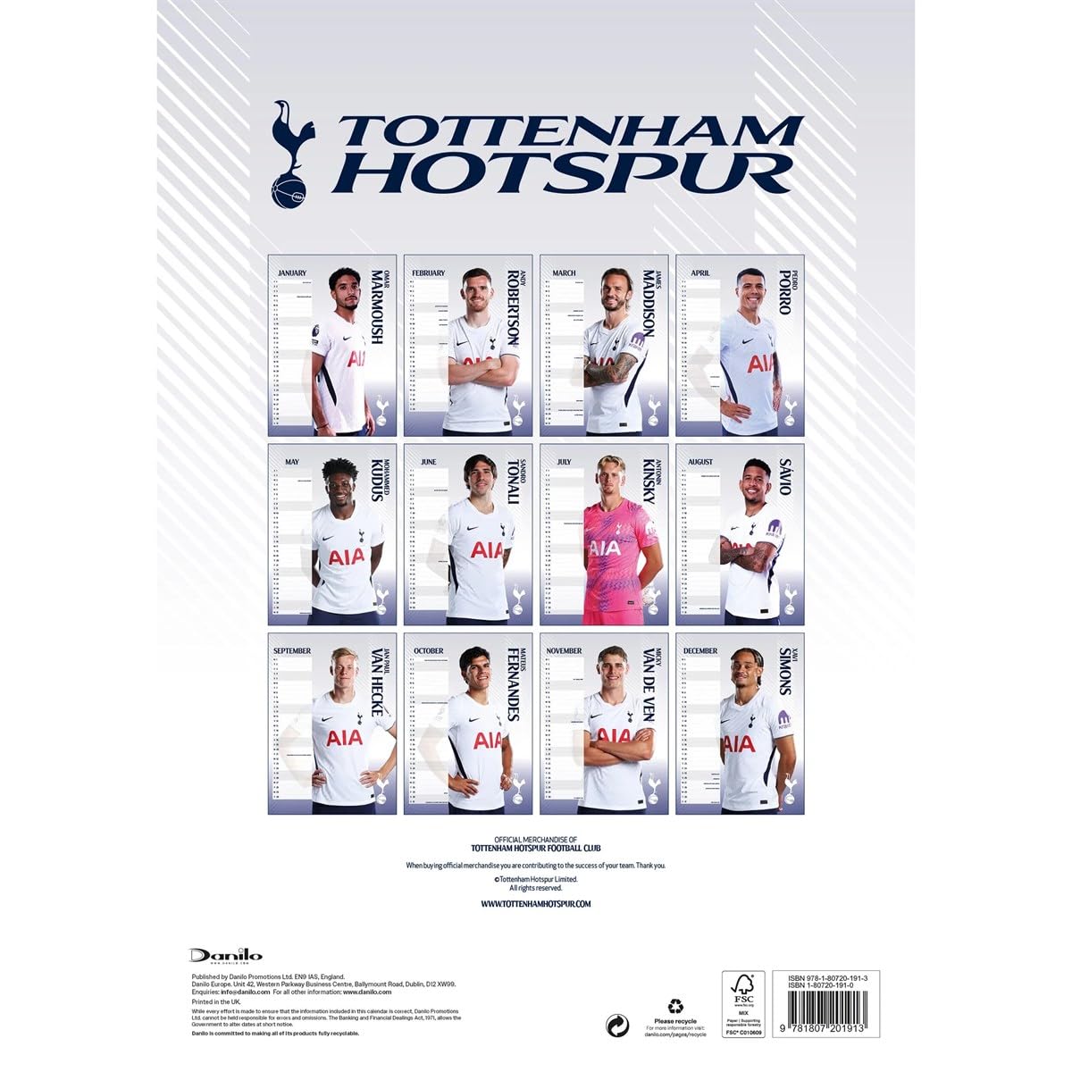 Tottenham Hotspur FC A3 Calendar 2027